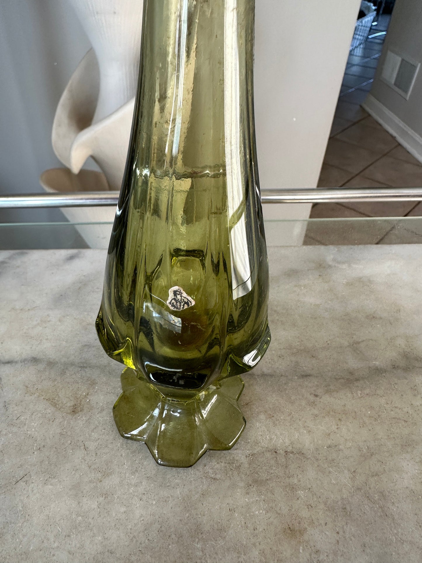 Fenton Valencia 12" Swung Glass Vase in Colonial (Avocado) Green| Fenton Six Petal Vase