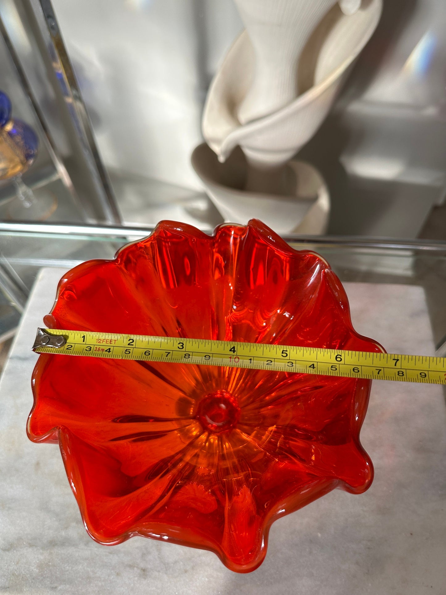 Vintage L. E. Smith Amberina Large Ruby Red Handkerchief Vase | MCM Handkerchief Compote