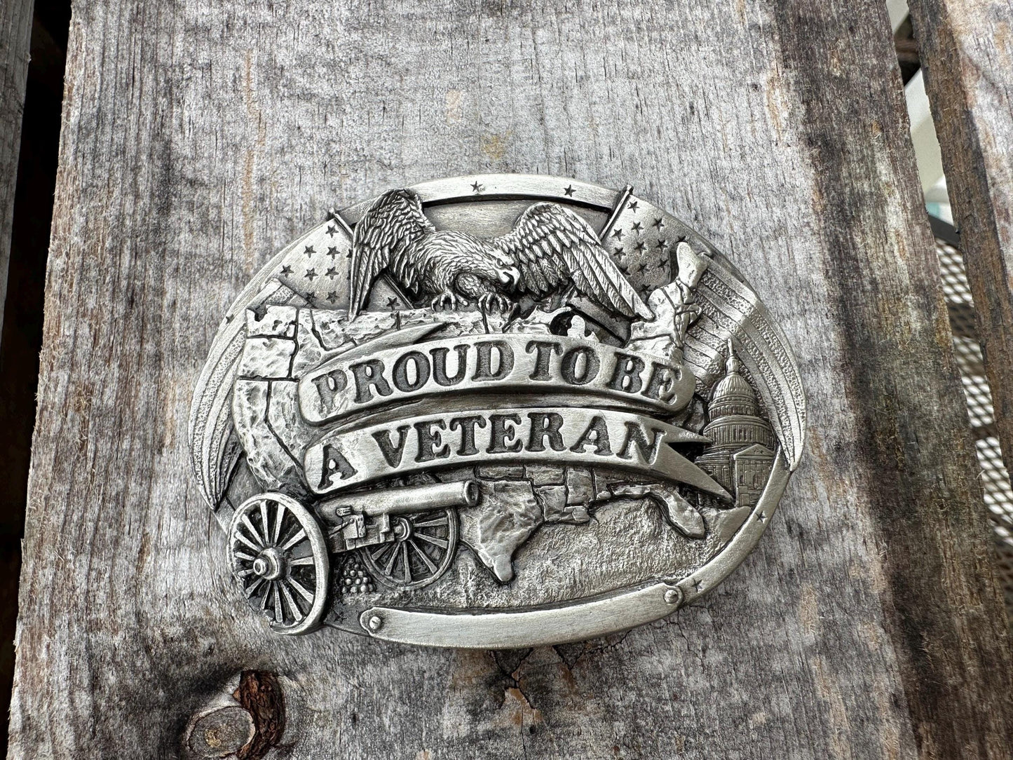 1983 VTG Proud To Be A Veteran Bergamot Brass Works Belt Buckle