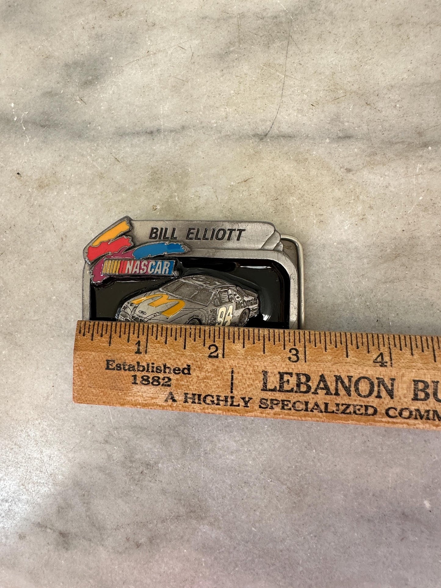 Vintage 1996 Bill Elliott NASCAR #94 Belt Buckle Limited Edition 3"X2.25" | American Legends Foundry