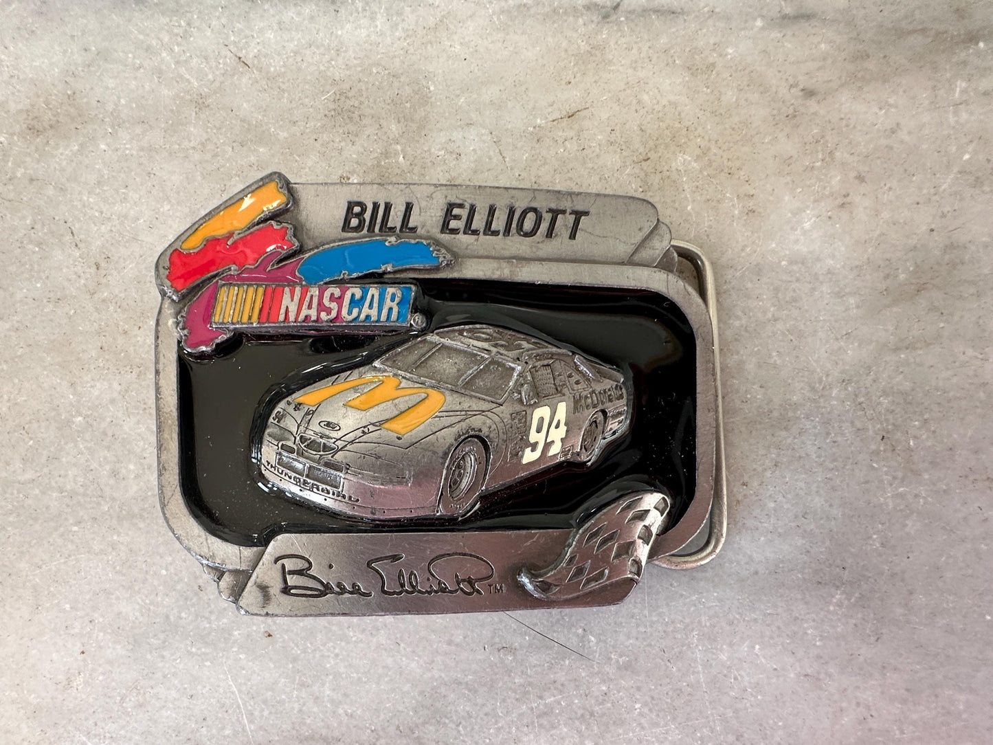 Vintage 1996 Bill Elliott NASCAR #94 Belt Buckle Limited Edition 3"X2.25" | American Legends Foundry