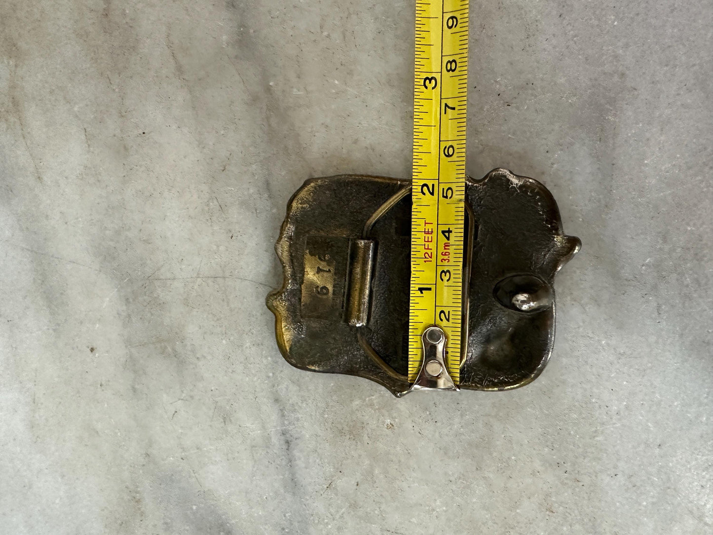1982 Enameled Country Music Buckle ~ Serial Number H919 ~ The Great American Buckle Co U.S.A. Copyright 1982 Made in the U.S.A.