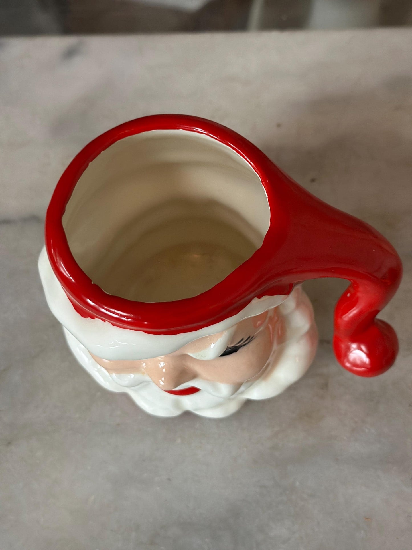 Vintage Christmas Santa Face Mug - Winking Eye Santa | Shabby Chic Santa