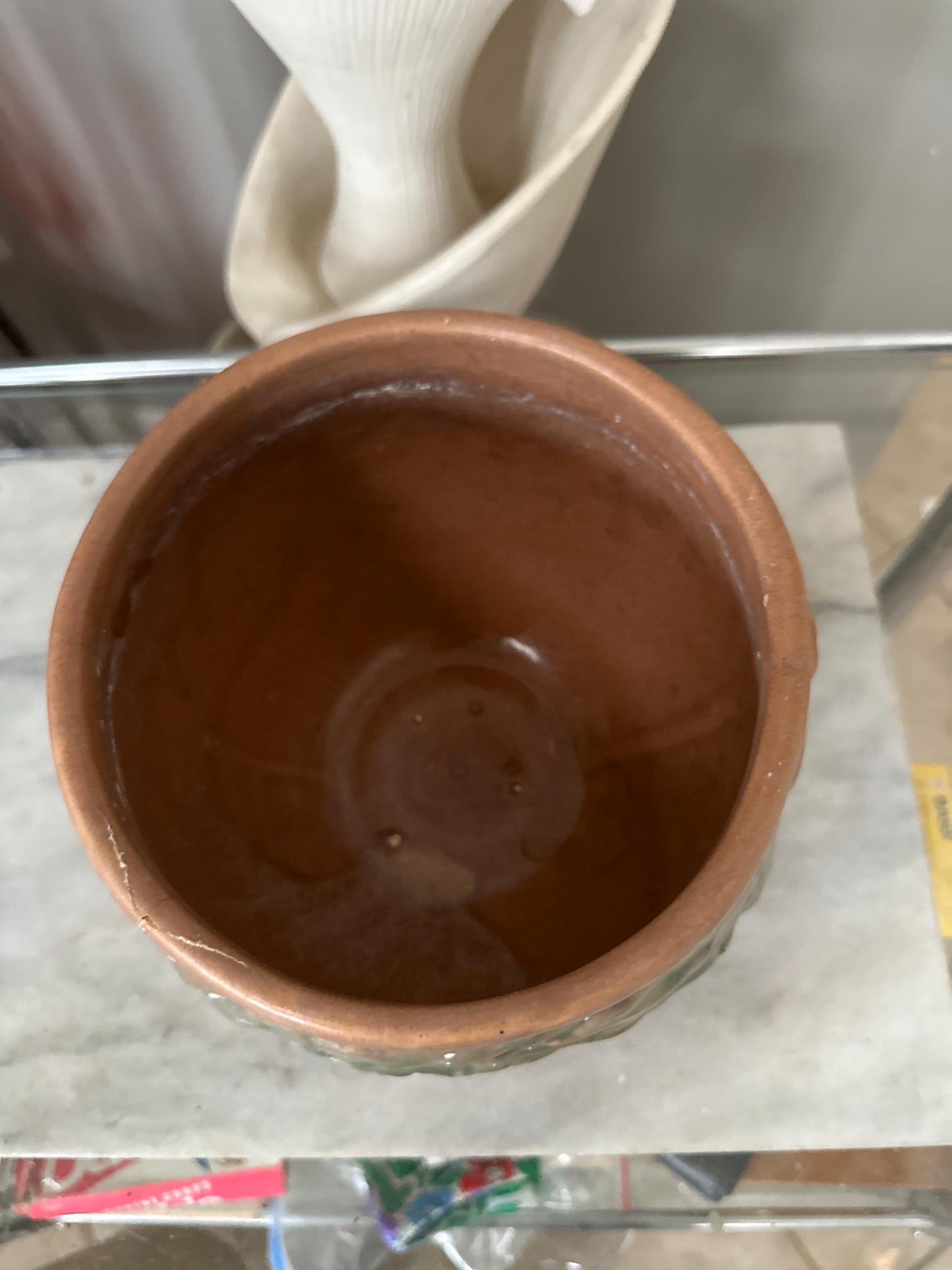 Vintage McCoy Acorn Oak Leaf Jardiniere, Planter, Brown and Green Rare 1930s Flower Pot