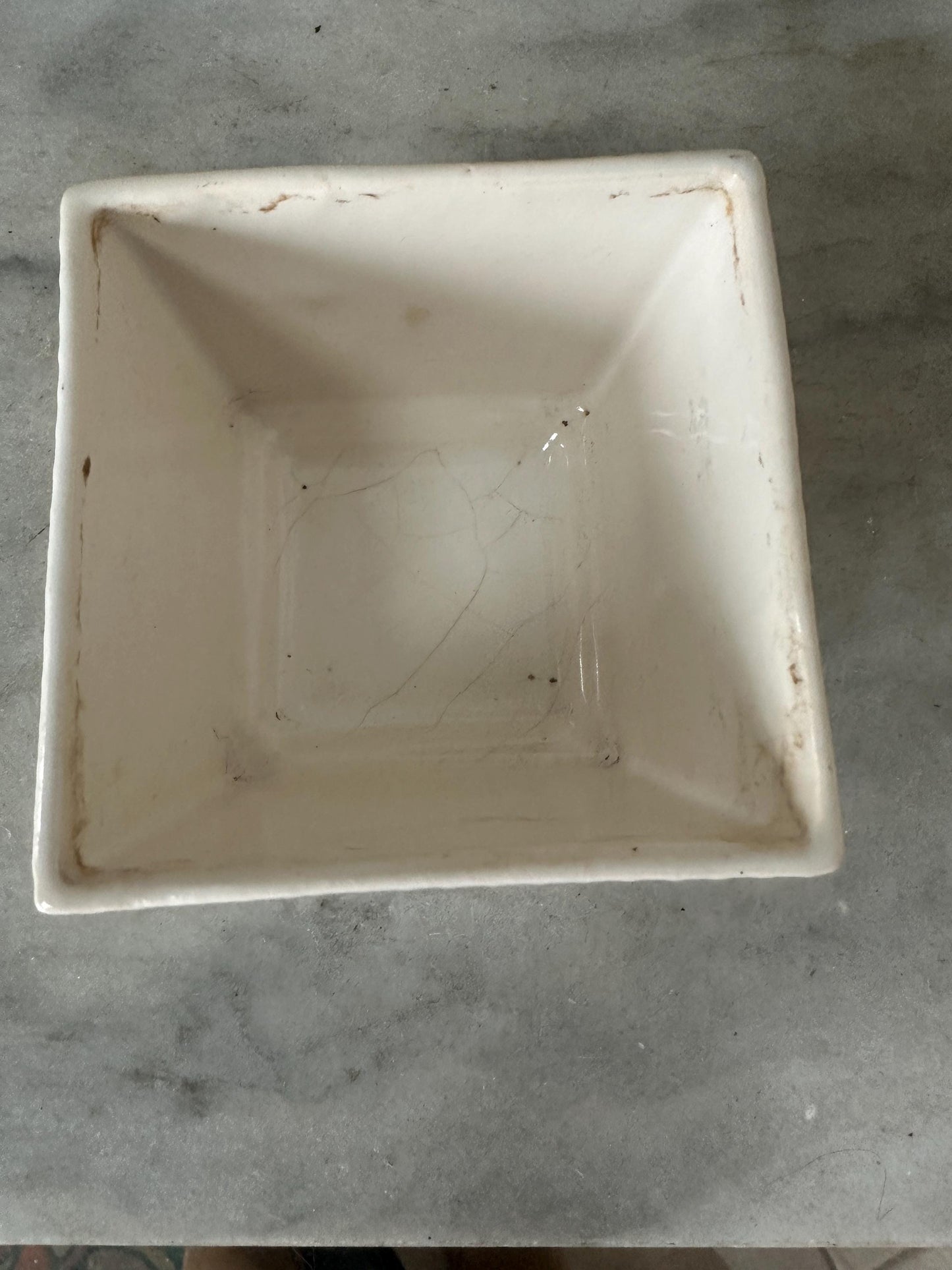 Vintage Brush (McCoy) 101 White Diamond Pattern Square Planter