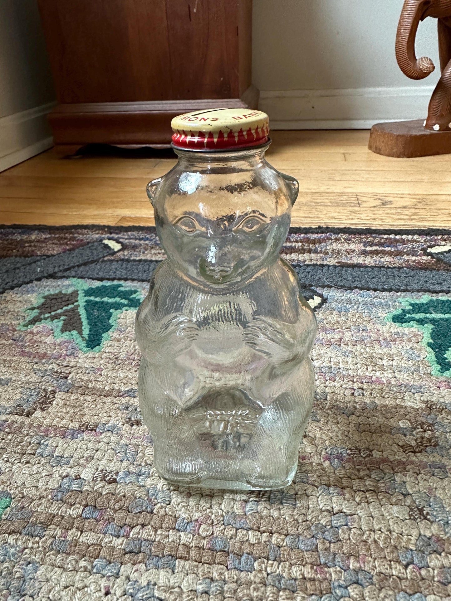 Vintage Snow Crest Bank Bottle, Vintage, Bear Bank | 1940s Snow Crest Glass Bear Jar Bank