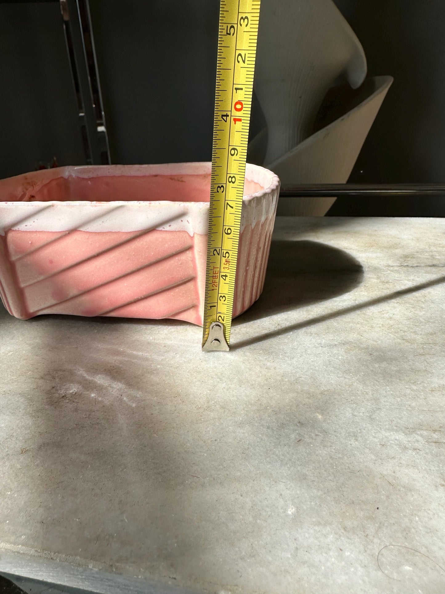 Vintage 1960’s UPCO 200-6 USA Pink Rectangle Planter With White Drip
