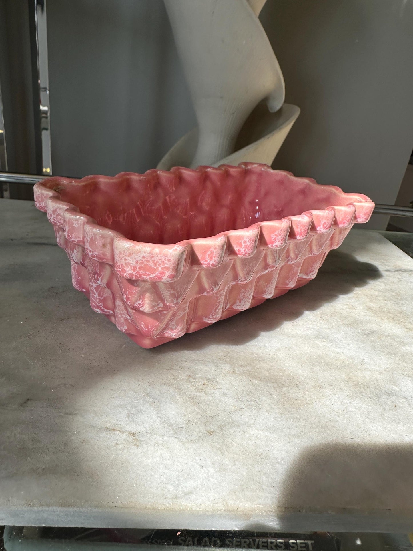 UPCO 1028 Pink Drip Glaze Rectangle Pottery Planter