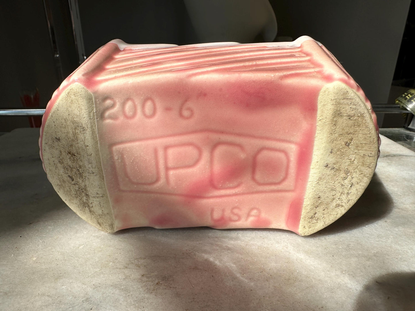 Vintage 1960’s UPCO 200-6 USA Pink Rectangle Planter With White Drip