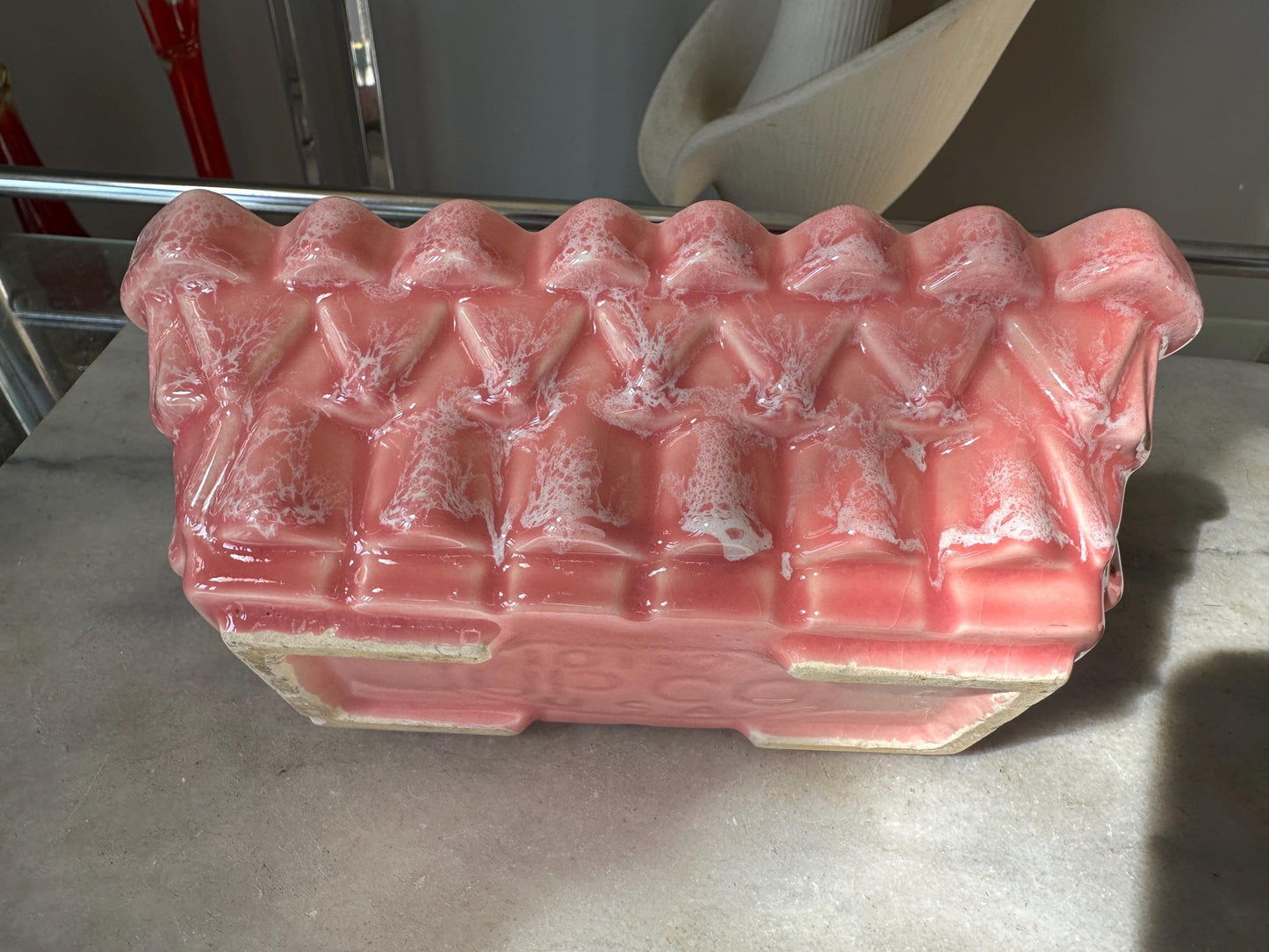 UPCO 1028 Pink Drip Glaze Rectangle Pottery Planter