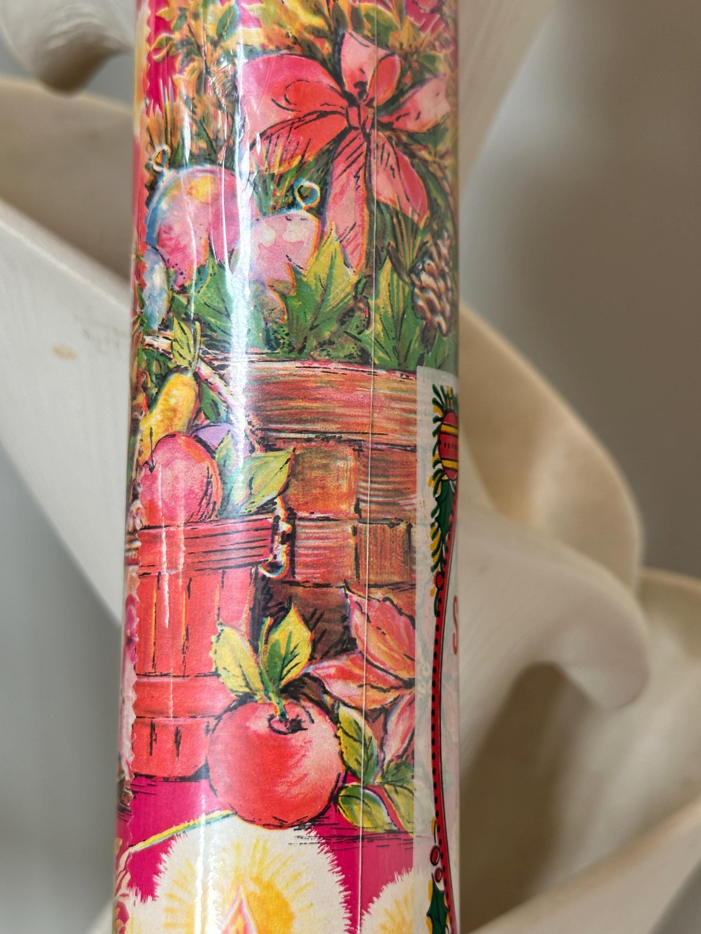 1960s Christmas Gift Wrap Roll Sealed Retro Candles NOS Vintage Christmas, Red | Kmart Retro Wallpaper