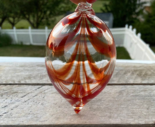 Vintage MOMA Hand Blown Art Glass Ornament | Amber Art Glass Ornament