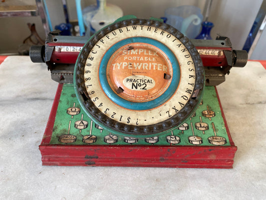Vintage toy typewriter, Vintage Simplex Typewriter Number 2 Tin Litho