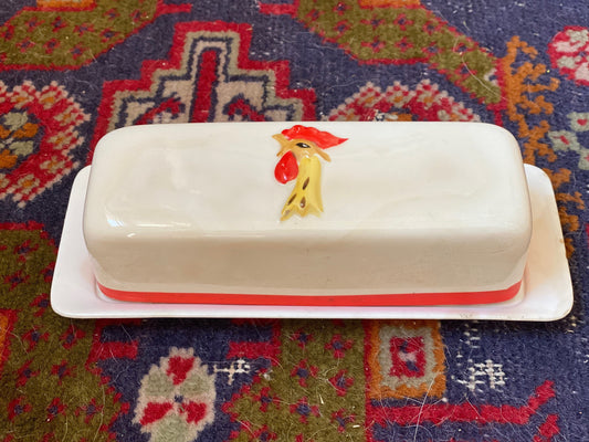 Holt Howard COQ Rouge Butter Dish | Holt Howard Red Rooster Buttwr Dish | MCM Kitchen