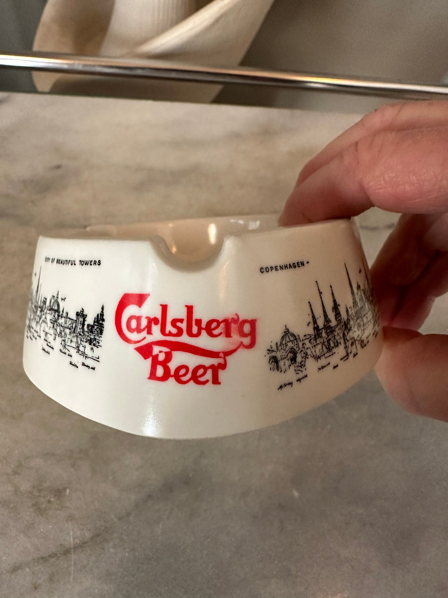 Ashtray Beer Man Gift Beer Souvenir Brewery Large CARLSBERG BEER Copenhagen City Towers Smoking Tobacco Made in Italy 70s Beer Hall Brew Pub