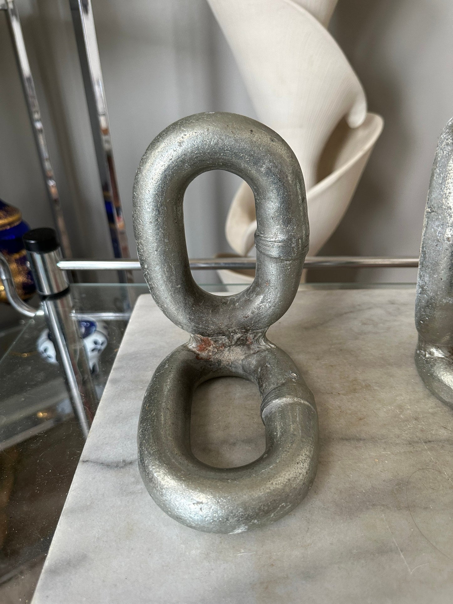 Chain Link Bookends, Pair of Heavy Industrial Style Bookends, Nautical, Iron Chain Bookends, Man Cave, Office, Home Library