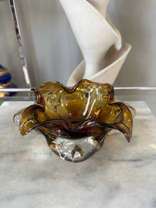 MCM Art Glass Bowl | Blue Art glass bowl | Mid Century Modern - Beautiful Details!