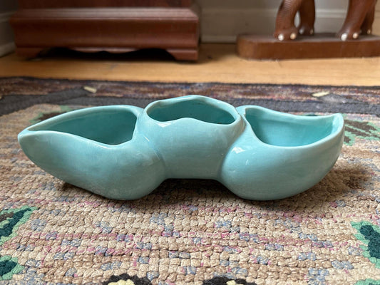 Vintage Mid Century HALL  Robin Egg Blue  Ceramic Planter Vase Home Decor Curved Air Plant Container Shelf Table Decor USA Pottery