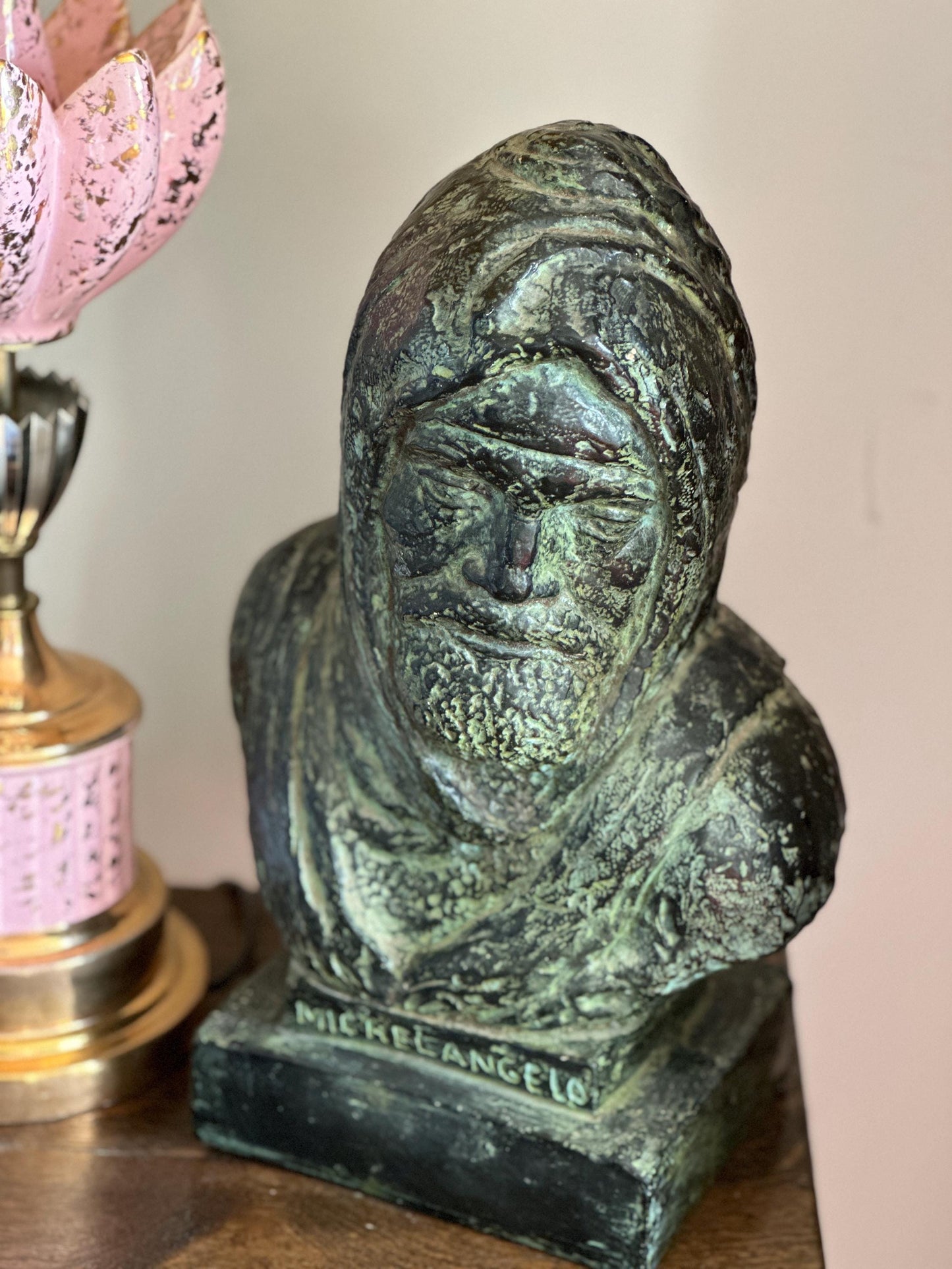 1960s Vintage Michelangelo Sculpture Self Portrait Bust by Austin Productions Art