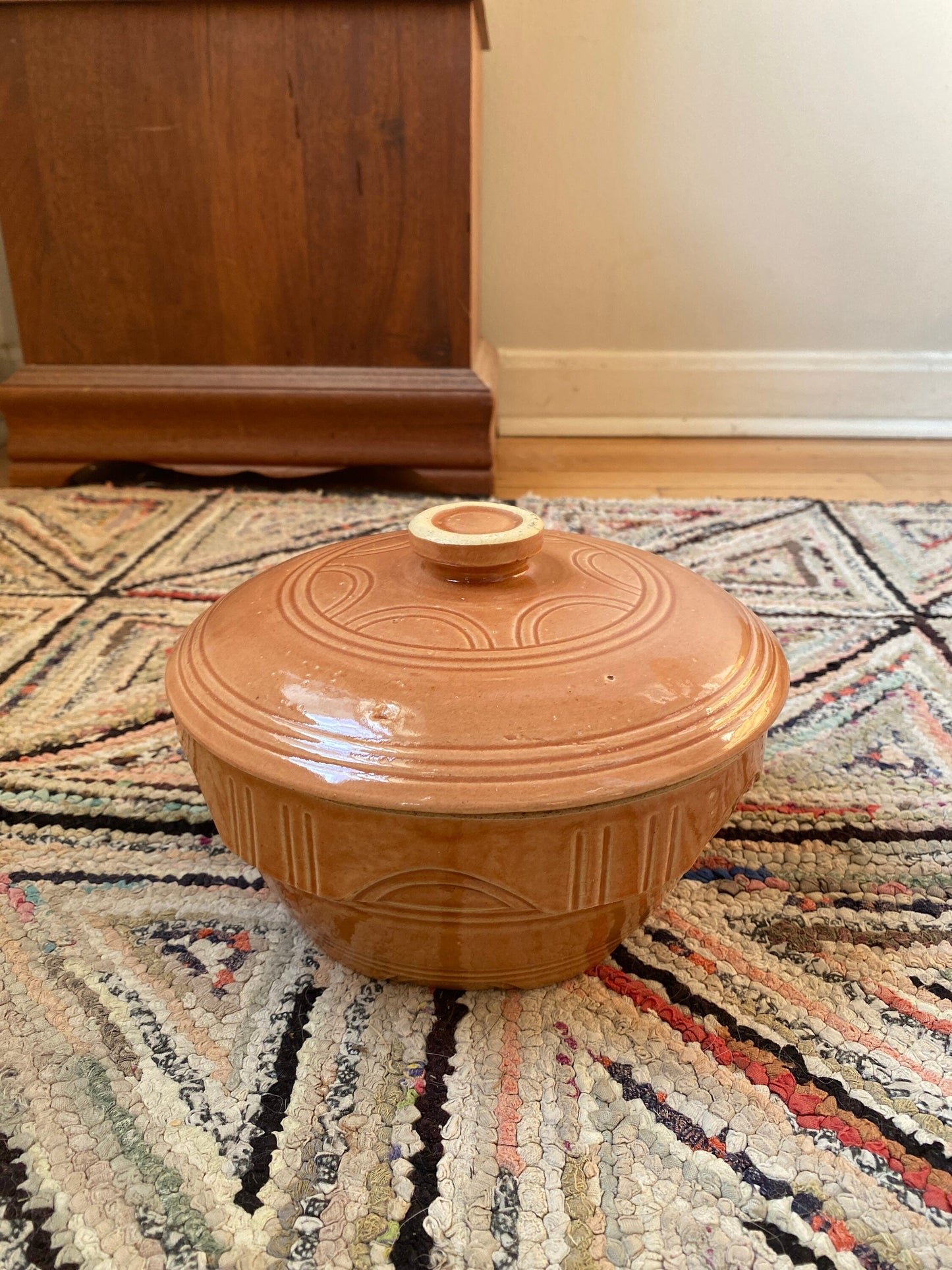 Vintage OvenWare USA 7 | Farmhouse Stoneware Bowl with Lid