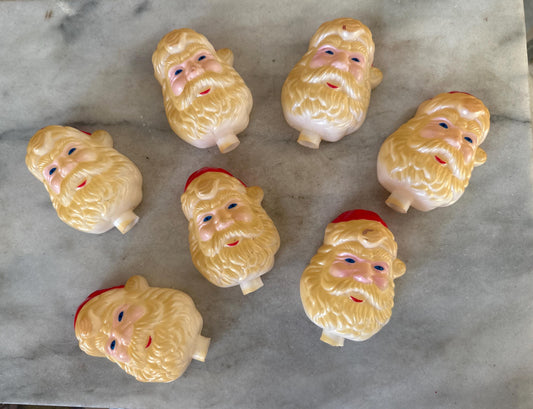 7 Vintage String Light Blow Mold Santa Claus Light Covers Retro/MCM