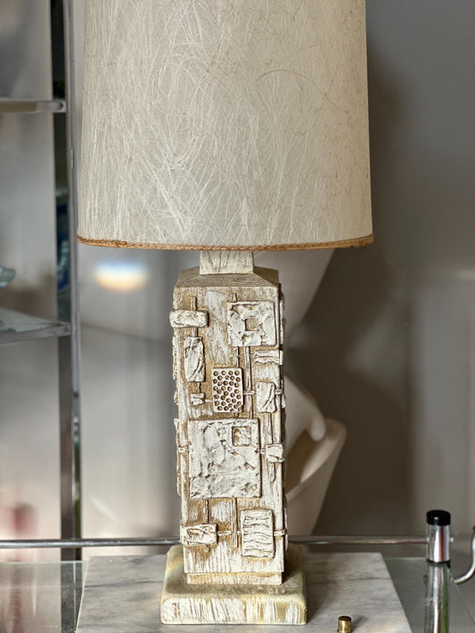 Rare 1970s Mid-Century Brutalist Table Lamp by C.N. Burman – Sculptural Vintage Lighting, Statement Piece