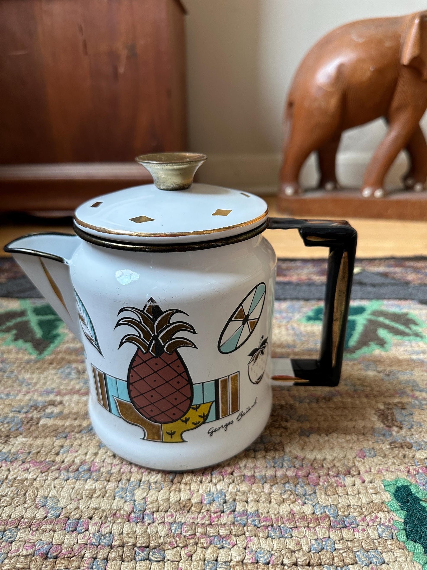 Mid-Century Modern George Briard Cookware 5 Piece Set | Ambrosia Pattwrn | Roaster | Saucepan | Coffee Pot | Teapot | MCM Kitchen