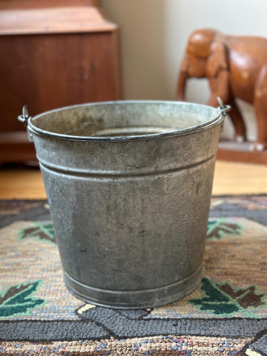 Primitive Farmhouse Galvanized Aluminum Bucket,  Pail with Metal Handle | 10 x 11 | No 12