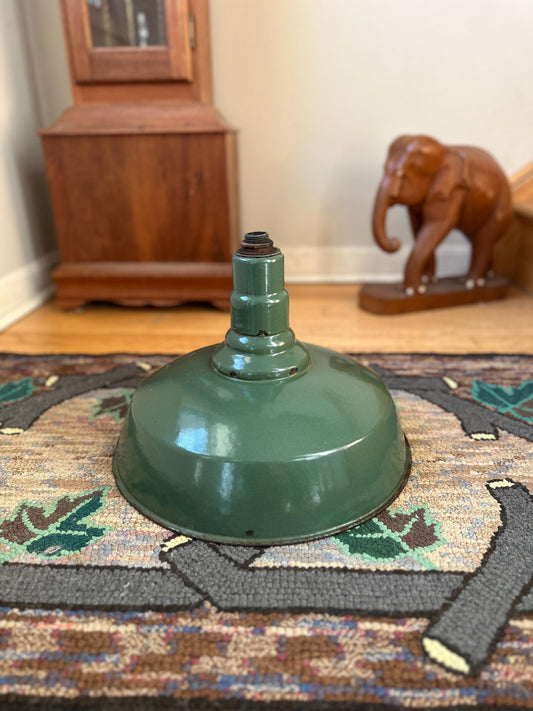 Vintage dark green enamel industrial pendant lights, 1960s - vintage industrial lamps - industrial lighting. - rustic lighting
