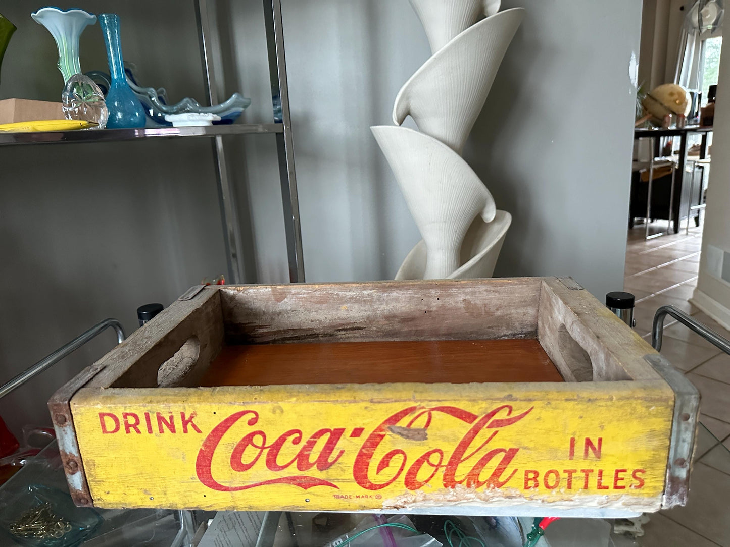 Vintage Coca Cola Advertising Tray | Vintage Coke Crate | Retro Coke Crate | Yellow and Red Coke Crate | PLEASE READ DESCRIPTION