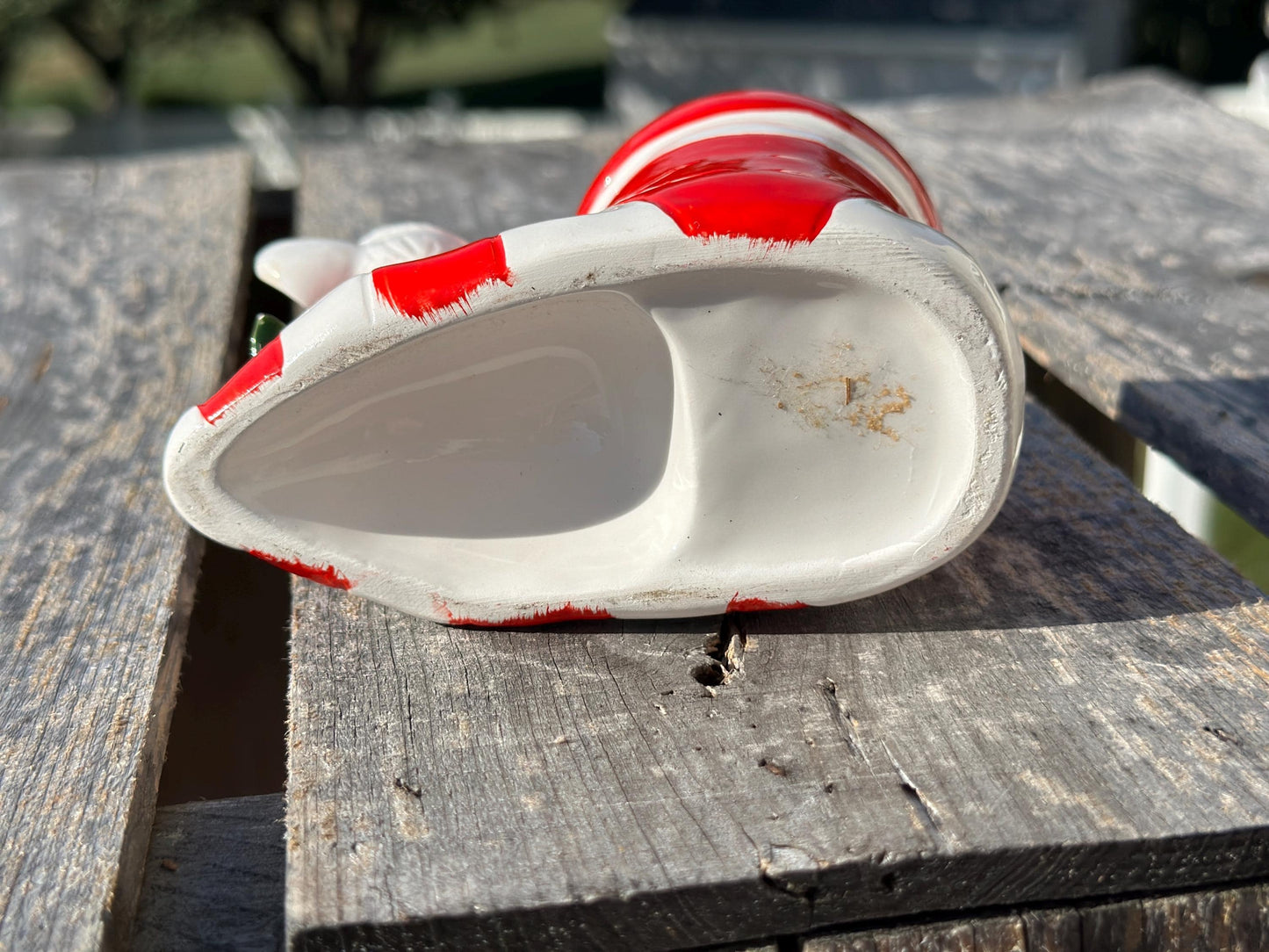 Vintage Santa Boot Planter, Christmas Mouse Ceramic Vase, Xmas Kitsch