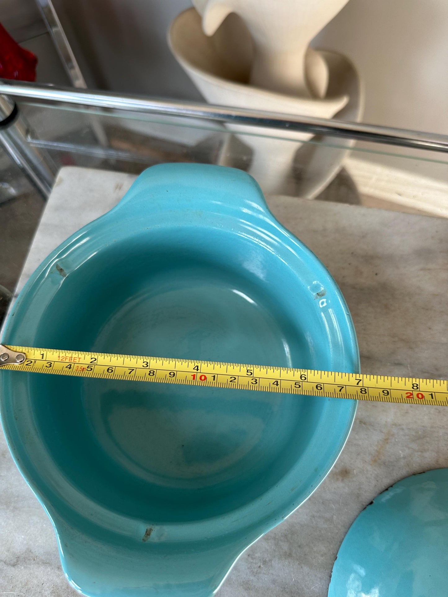 Vintage Prizer Ware Turquoise Enamel Cast Iron Dutch Oven: Mid-Century Cookware