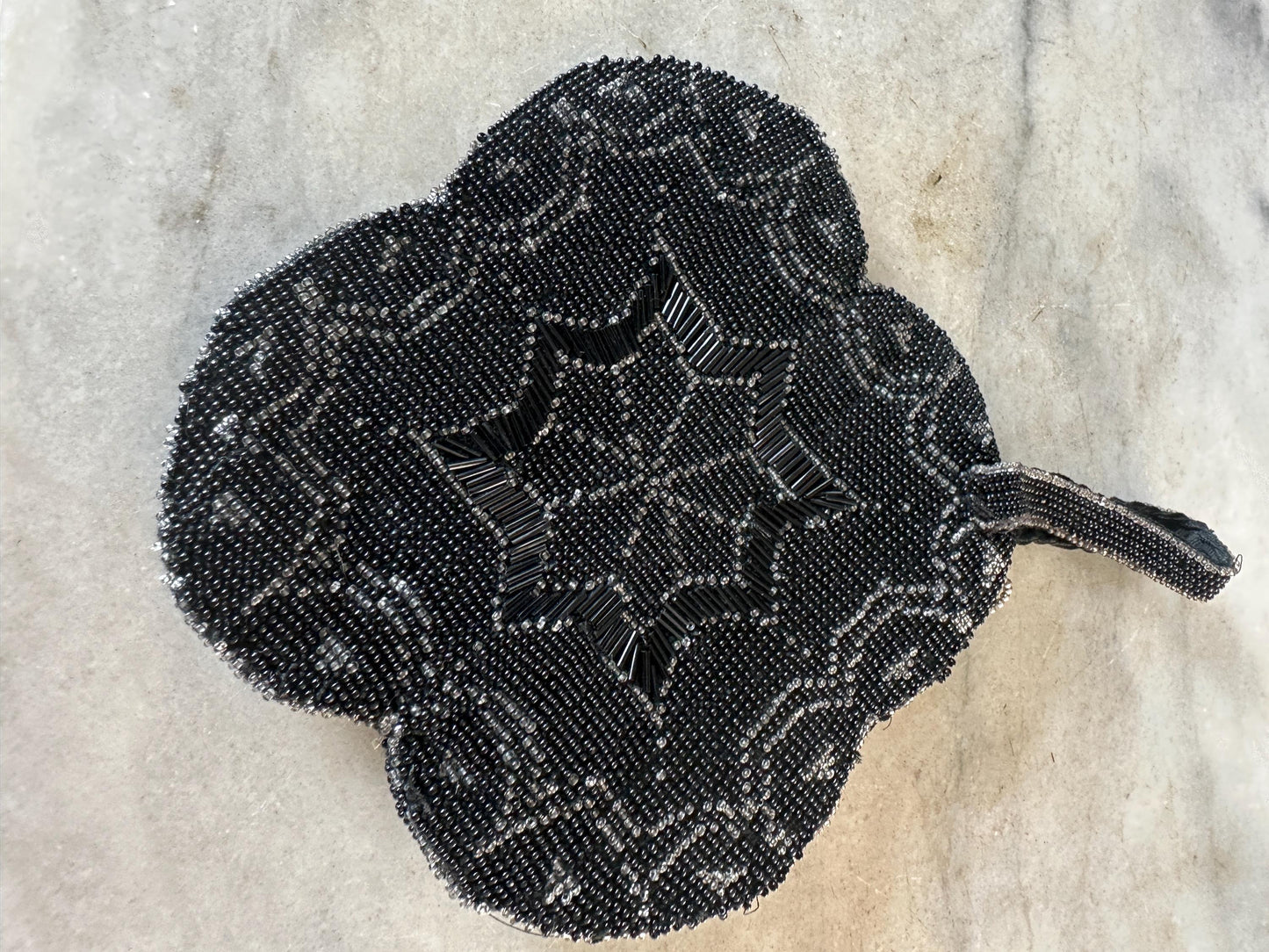 Art Deco Black Beaded Evening Purse..Czechoslovakia