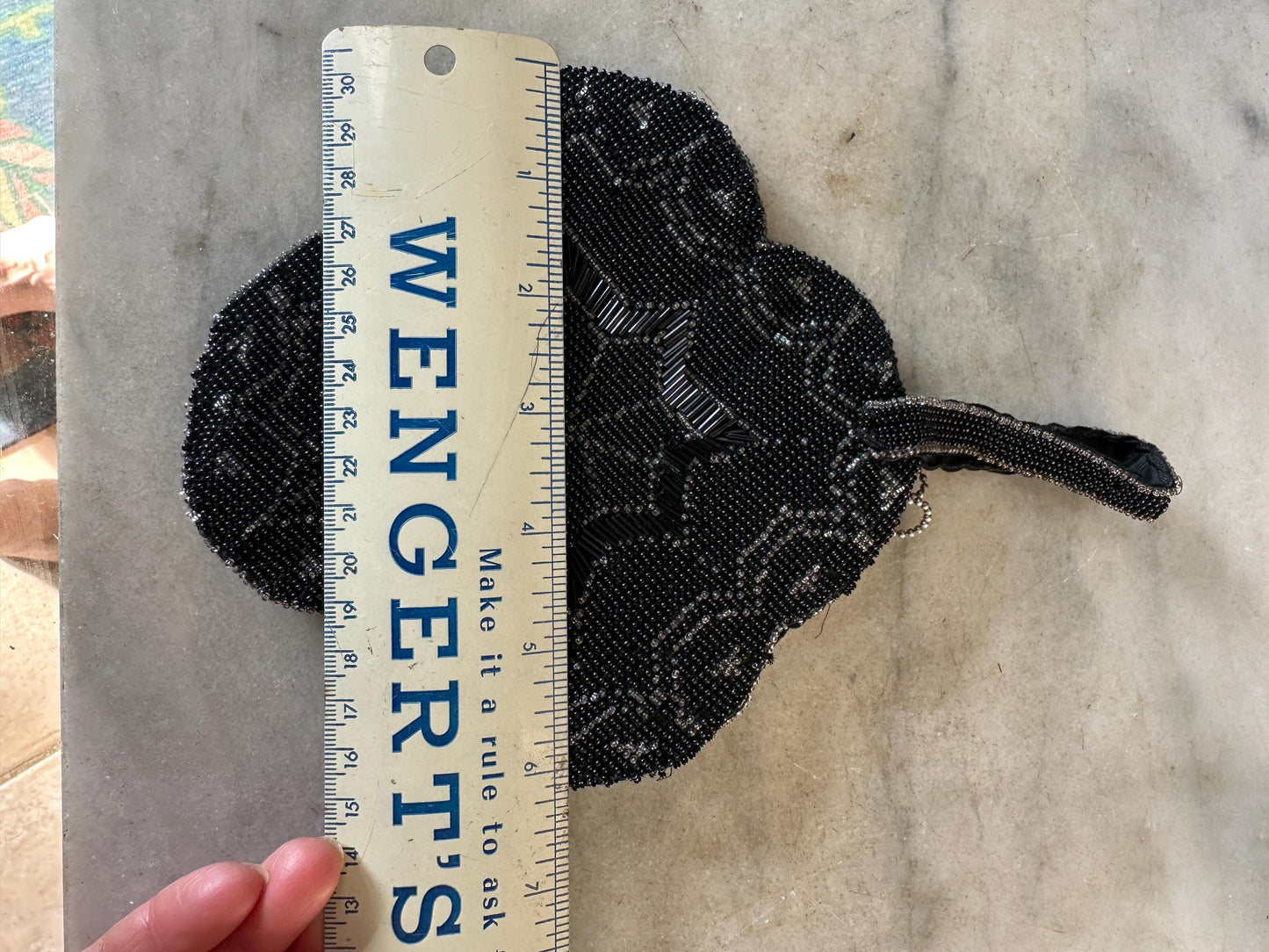 Art Deco Black Beaded Evening Purse..Czechoslovakia