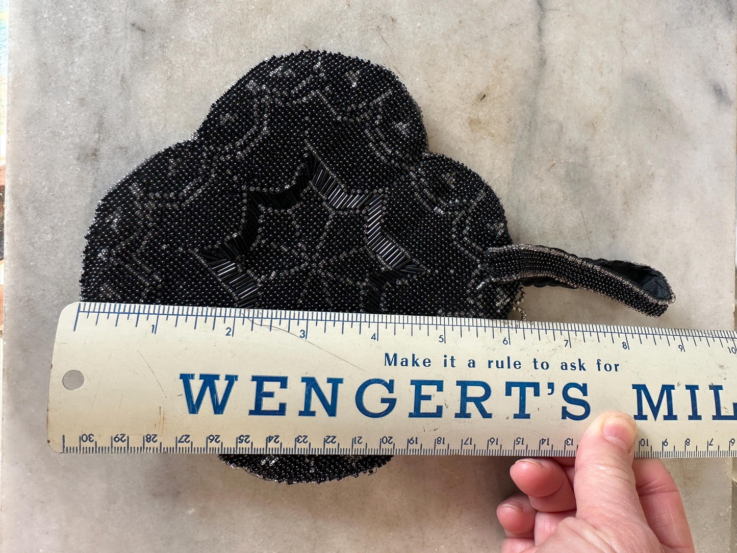 Art Deco Black Beaded Evening Purse..Czechoslovakia