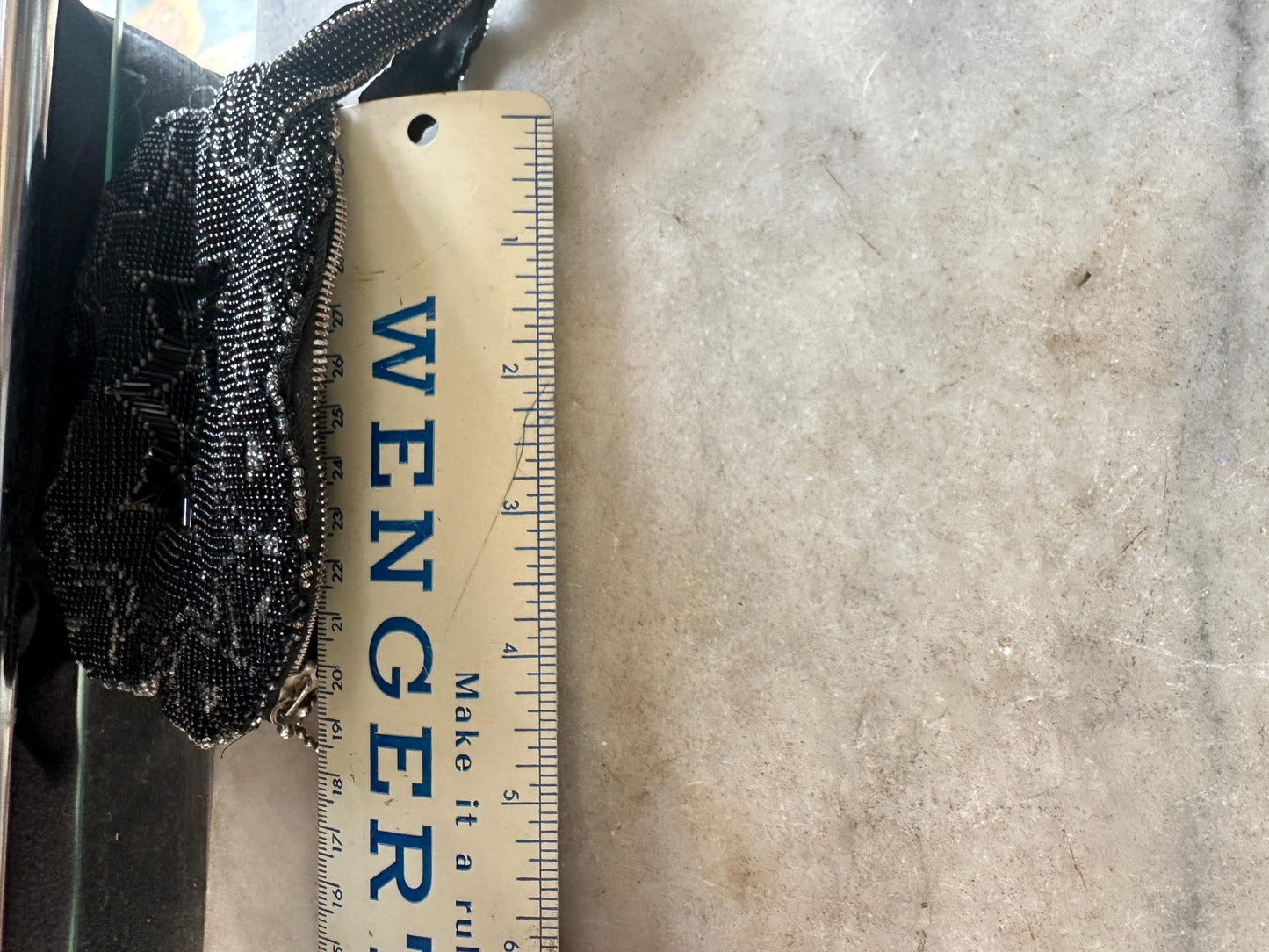 Art Deco Black Beaded Evening Purse..Czechoslovakia