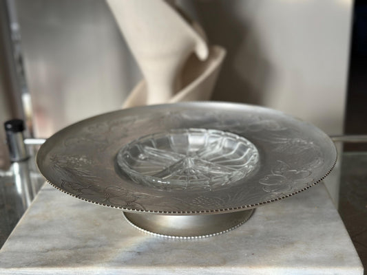 Vintage Wilson Specialties Lazy Susan: Hand-Wrought Aluminum & Divided Glass