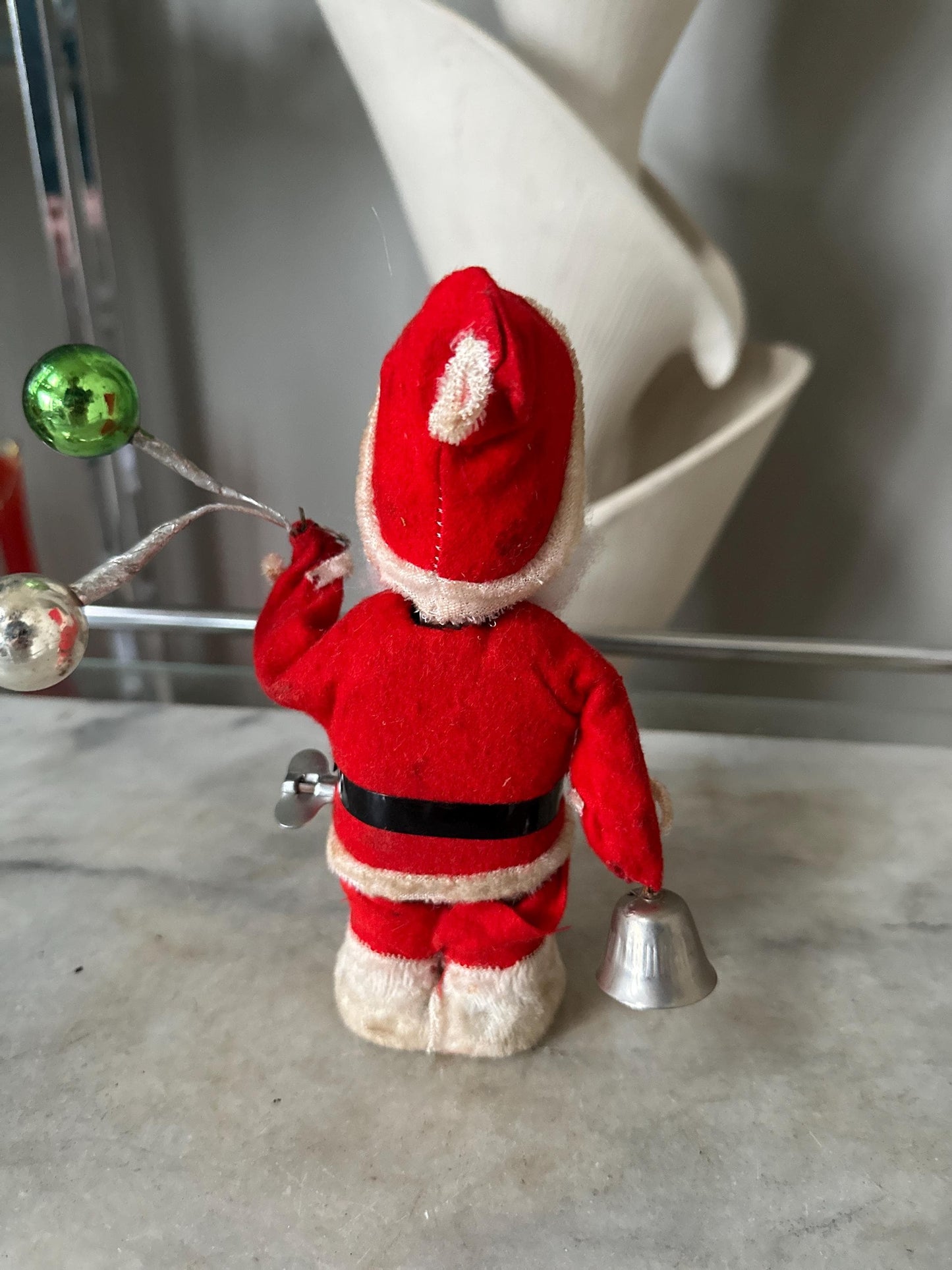 Vintage Wind-Up Santa Toy: 1950s Ringing Bell, Made in Japan