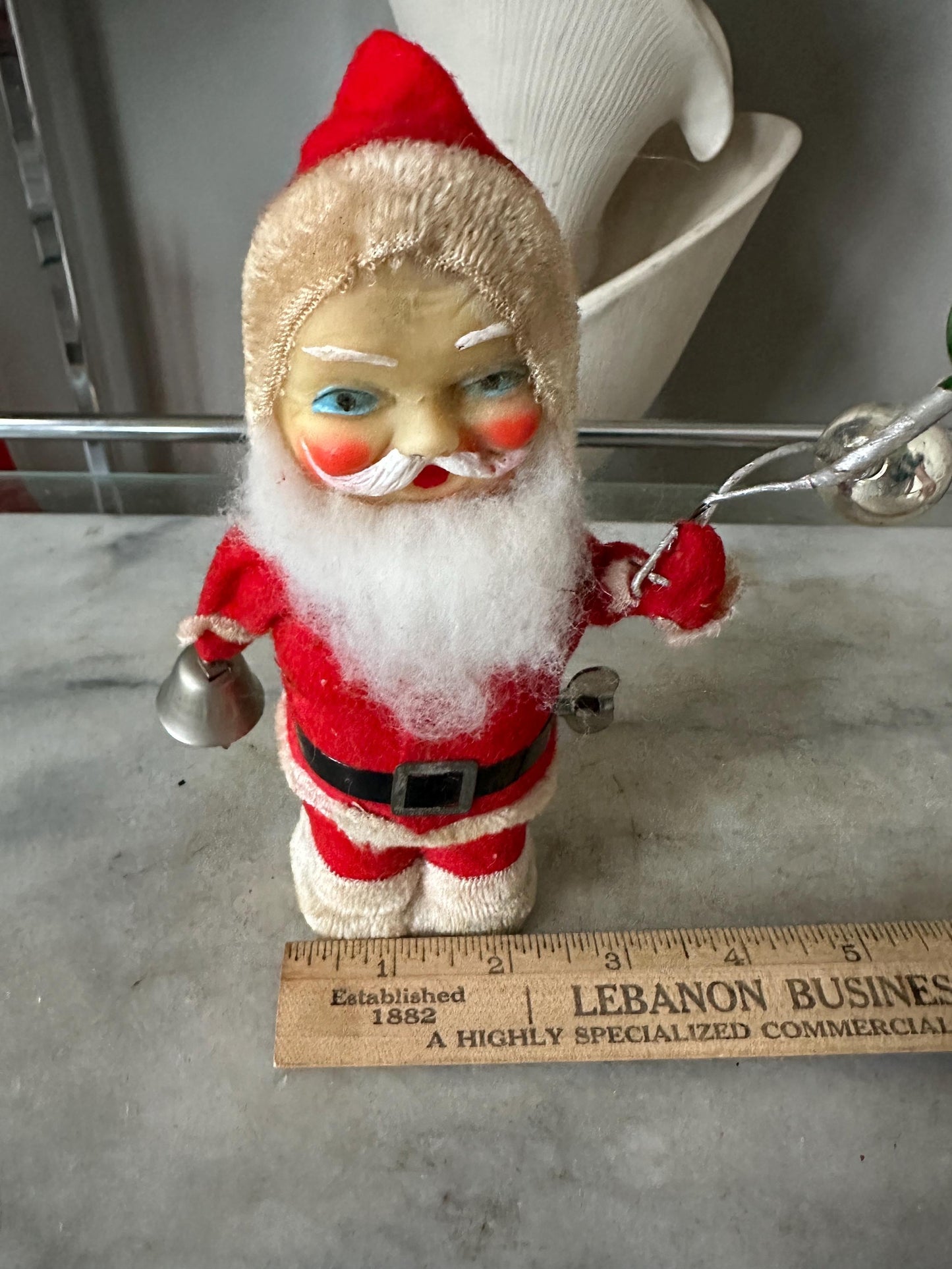 Vintage Wind-Up Santa Toy: 1950s Ringing Bell, Made in Japan