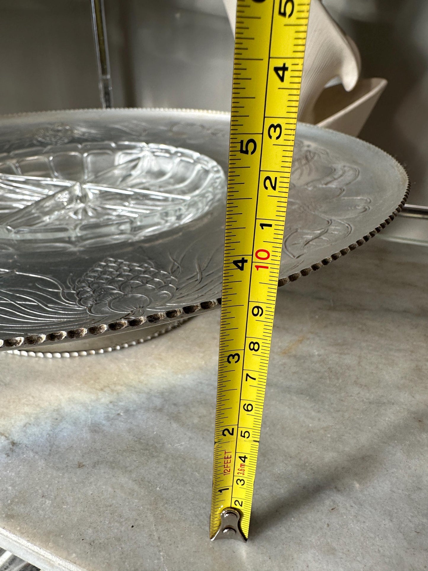 Vintage Wilson Specialties Lazy Susan: Hand-Wrought Aluminum & Divided Glass