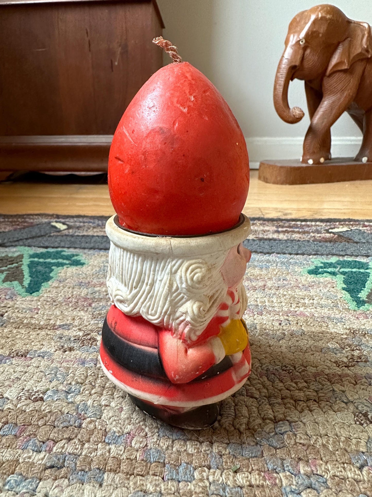 Vintage 1973 JSNY 6" Plastic Santa with Candle Hat, made in Hong Kong