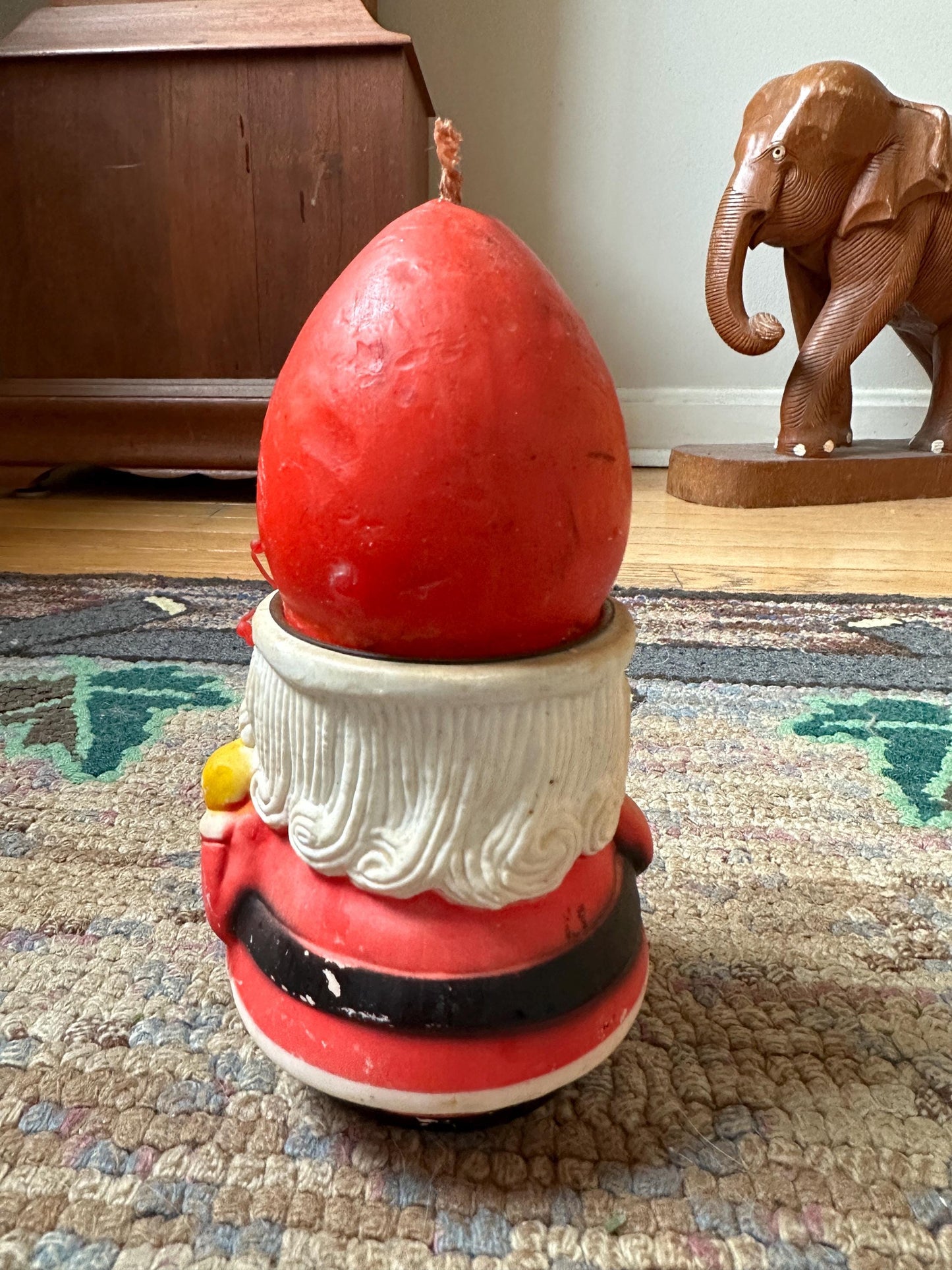 Vintage 1973 JSNY 6" Plastic Santa with Candle Hat, made in Hong Kong