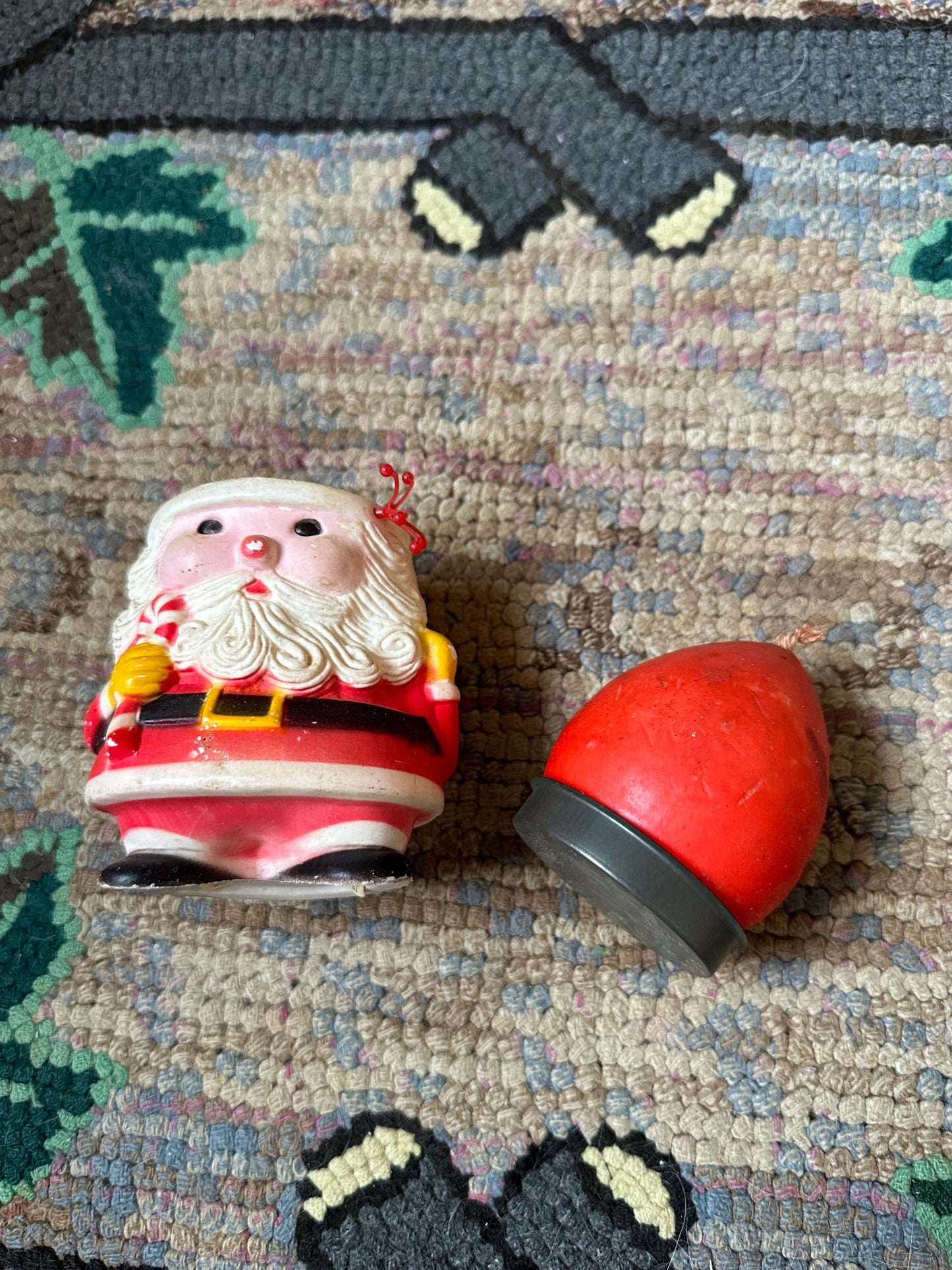 Vintage 1973 JSNY 6" Plastic Santa with Candle Hat, made in Hong Kong