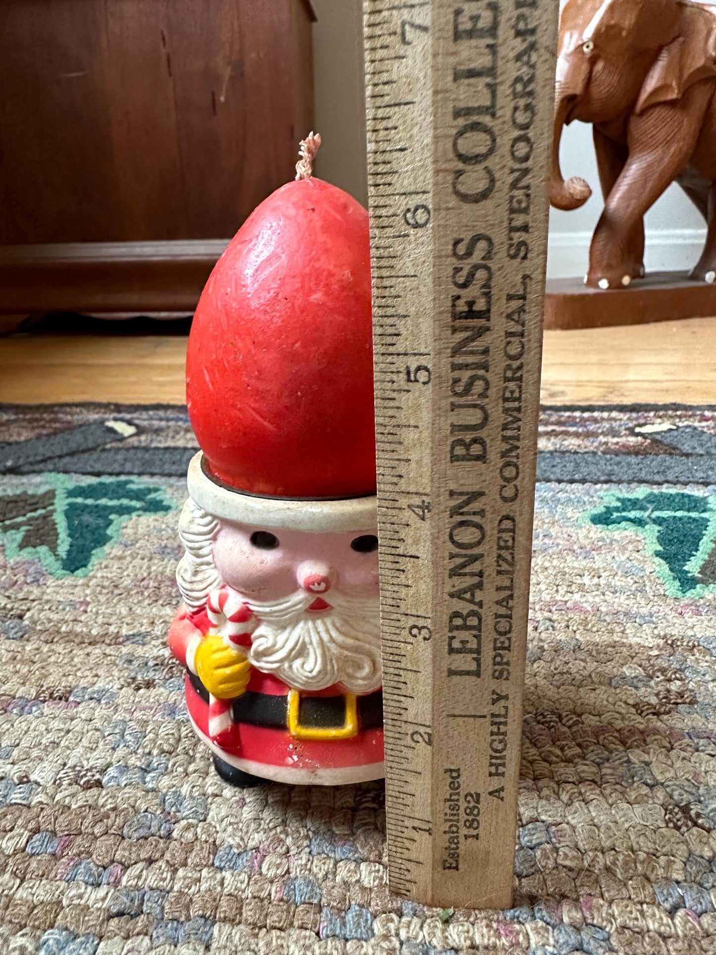 Vintage 1973 JSNY 6" Plastic Santa with Candle Hat, made in Hong Kong