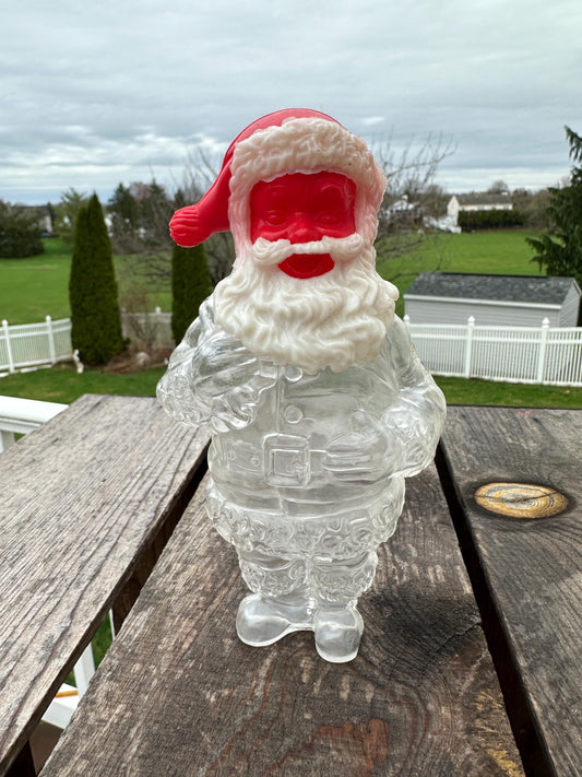 Vintage Santa Claus Candy Container, Hard Plastic, made in Hong Kong, from the 1950s