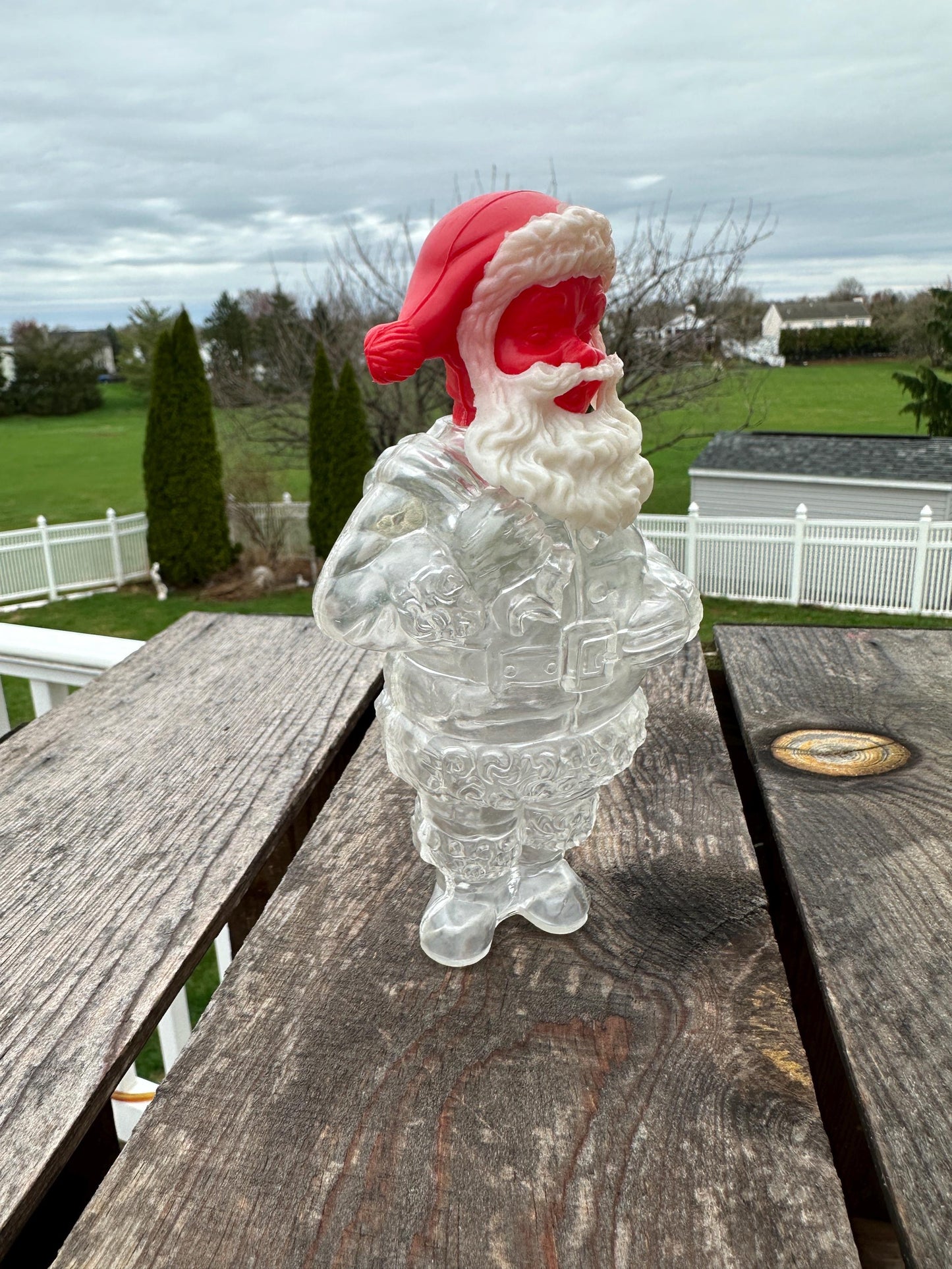 Vintage Santa Claus Candy Container, Hard Plastic, made in Hong Kong, from the 1950s
