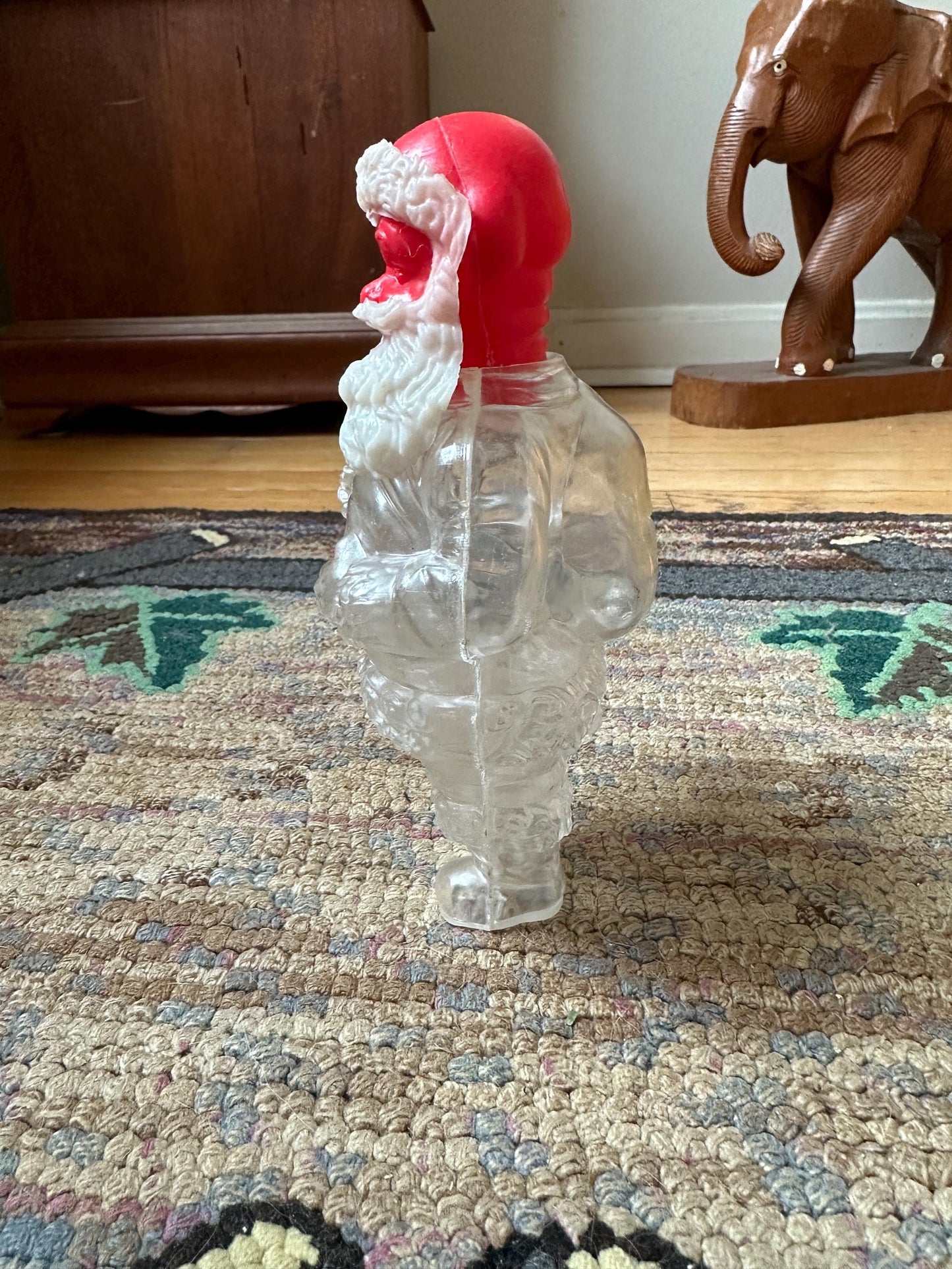 Vintage Santa Claus Candy Container, Hard Plastic, made in Hong Kong, from the 1950s