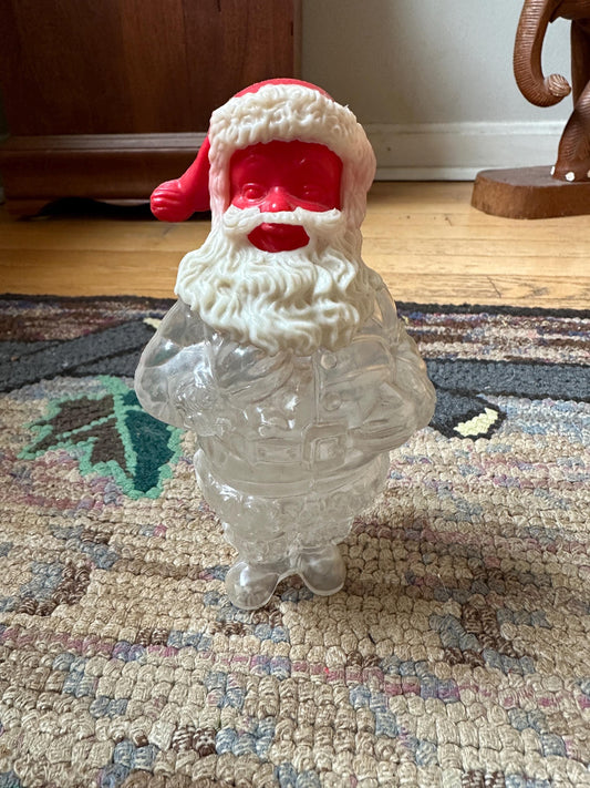 Vintage Santa Claus Candy Container, Hard Plastic, Christmas Decoration, Hong Kong, from 1950