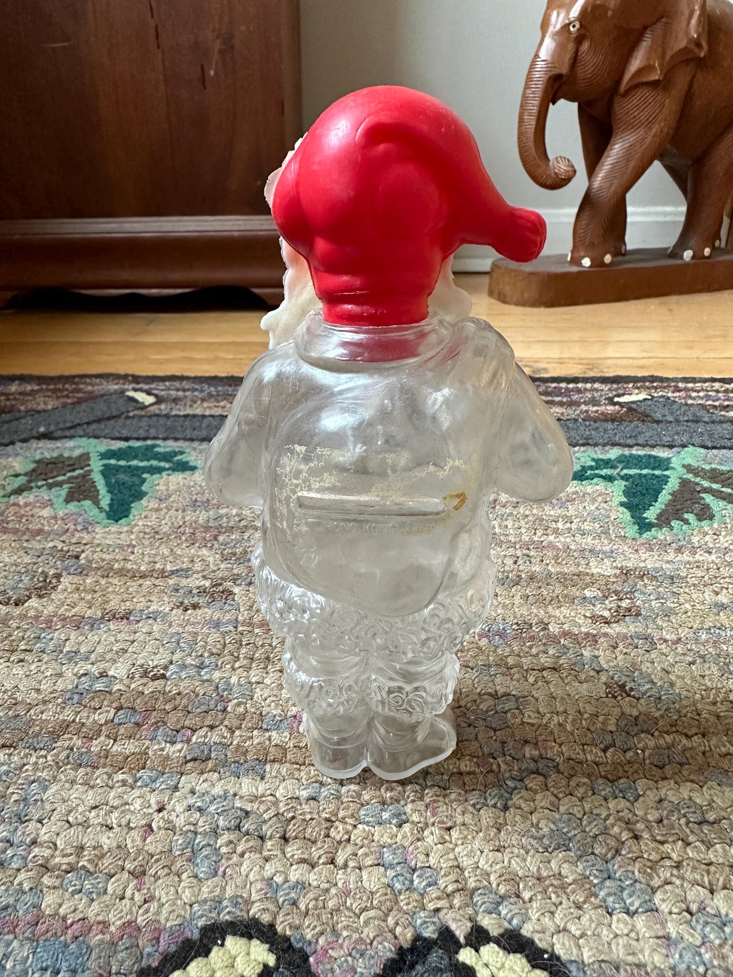 Vintage Santa Claus Candy Container, Hard Plastic, made in Hong Kong, from the 1950s