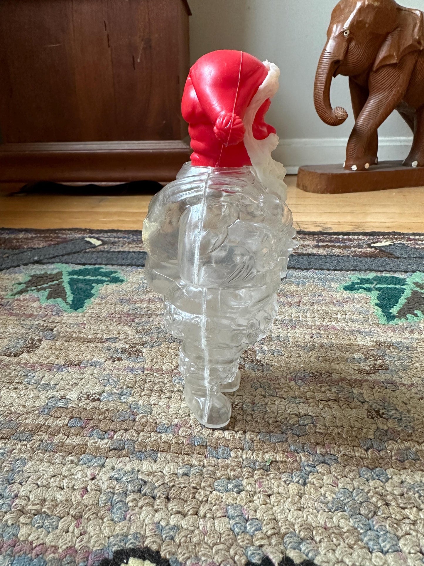 Vintage Santa Claus Candy Container, Hard Plastic, made in Hong Kong, from the 1950s